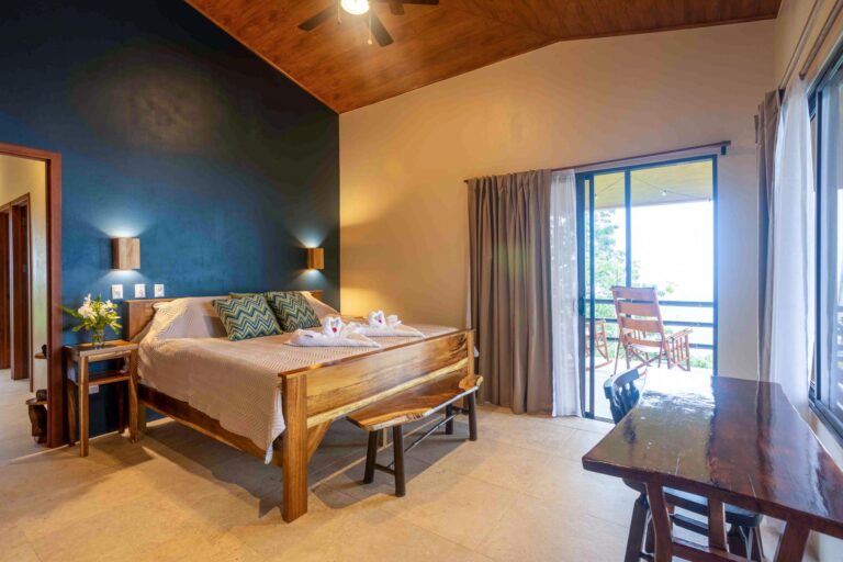 The master bedroom at the main house at Finca Bella Vida, Costa Rica.