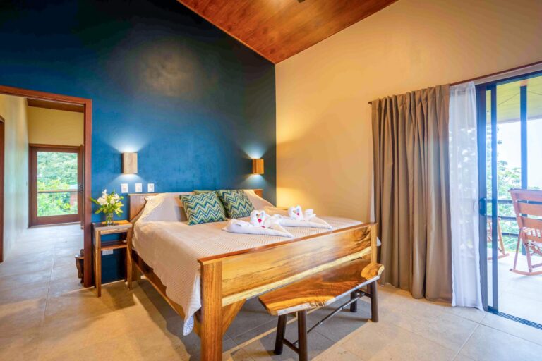 The master bedroom at the main house at Finca Bella Vida, Costa Rica.